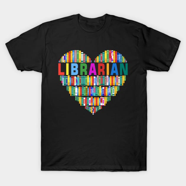 Librarian Heart Cute Reading Library Books Lover T-Shirt by mohazain